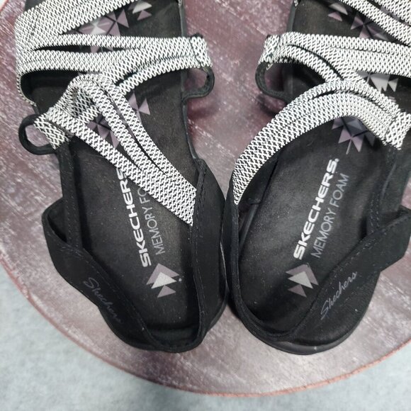 Skechers Womens Black & Grey Strappy Sandals Memory Foam Comfort - Picture 7 of 9